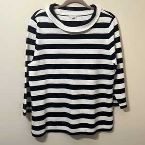 Talbots XL black and white striped sweater